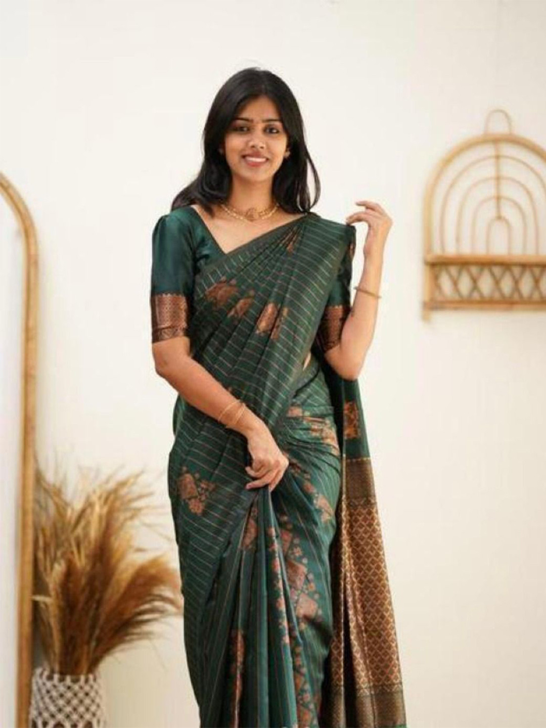 

Anouk Woven Design Zari Saree, Green