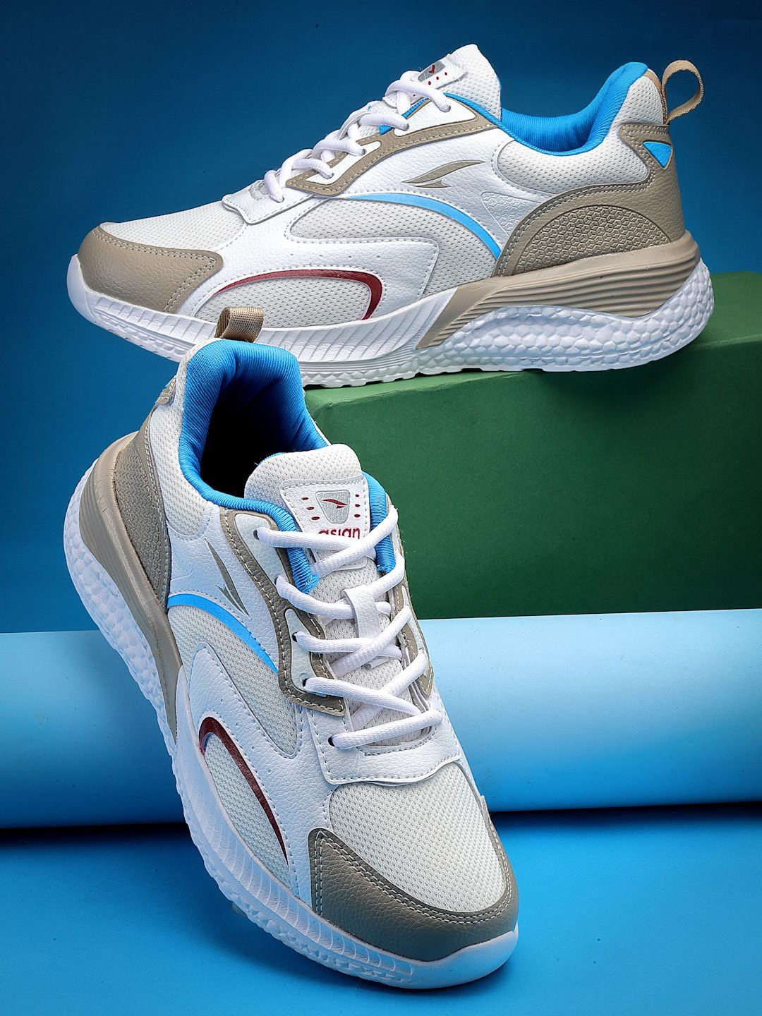 

ASIAN Men Lace - Ups Running Non-Marking Shoes, White