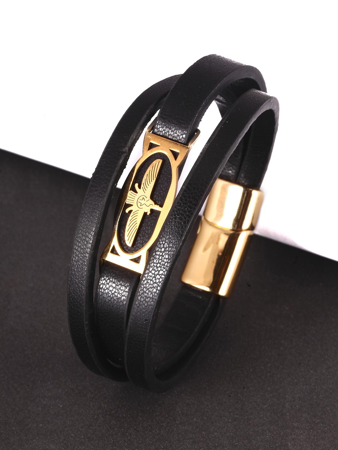 

MEENAZ Men Gold-Plated Stainless Steel Antique Multistrand Bracelet