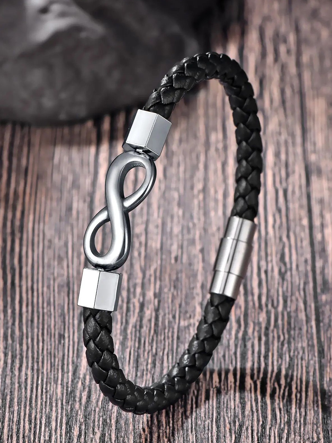 

MEENAZ Men Stainless Steel Silver-Plated Antique Multistrand Bracelet