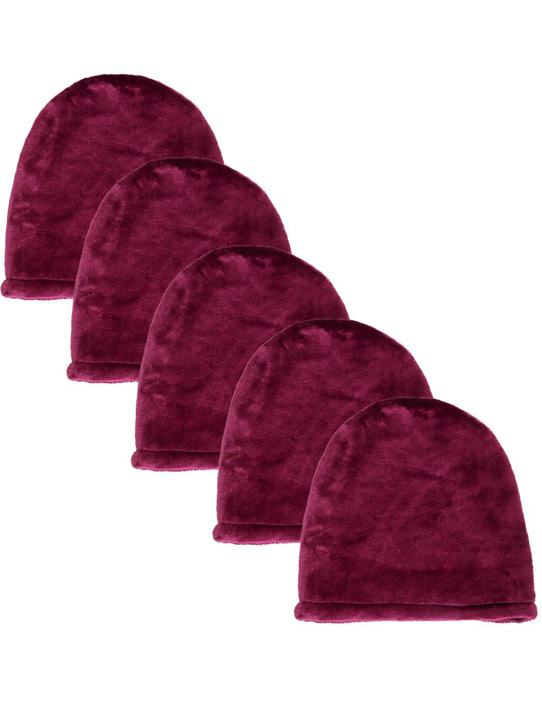 

KLOTTHE Women Pack Of 5 Winter Woolen Beanie Caps, Maroon