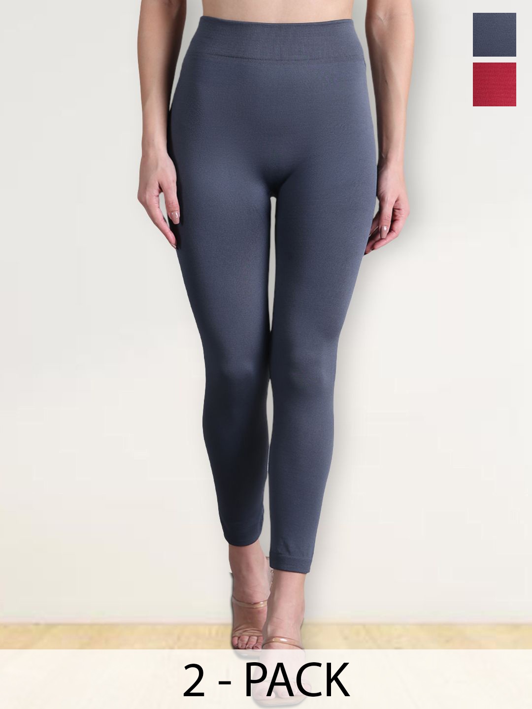 

Jinfo Pack Of 2 Ankle-Length Winter Leggings, Grey