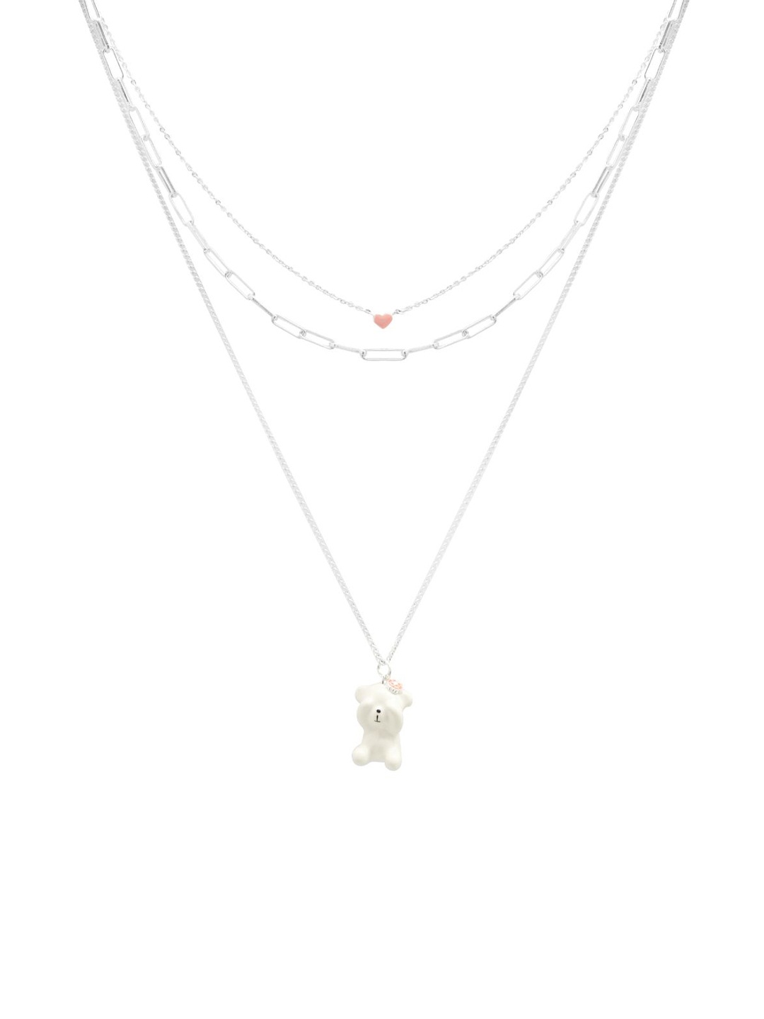 

Sahi London Brass Rhodium-Plated Layered Necklace, Silver