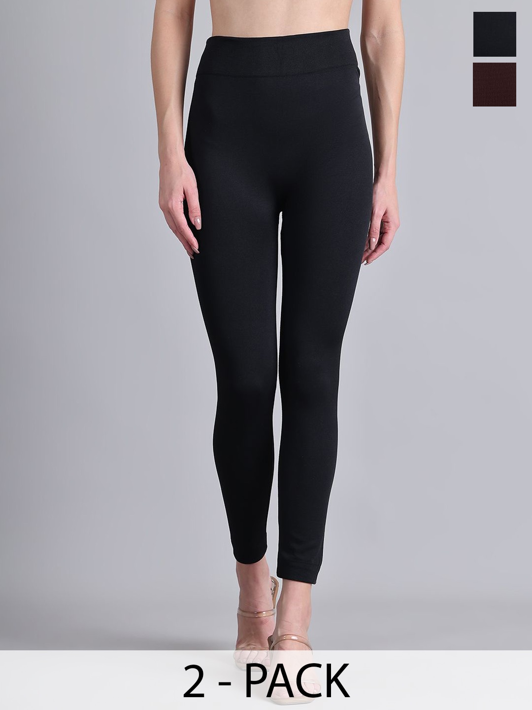 

GRACIT Pack Of 2 Ankle-Length Leggings, Black