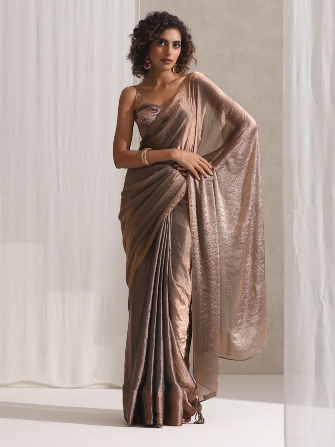 

Swtantra Satin Fusion Saree, Copper