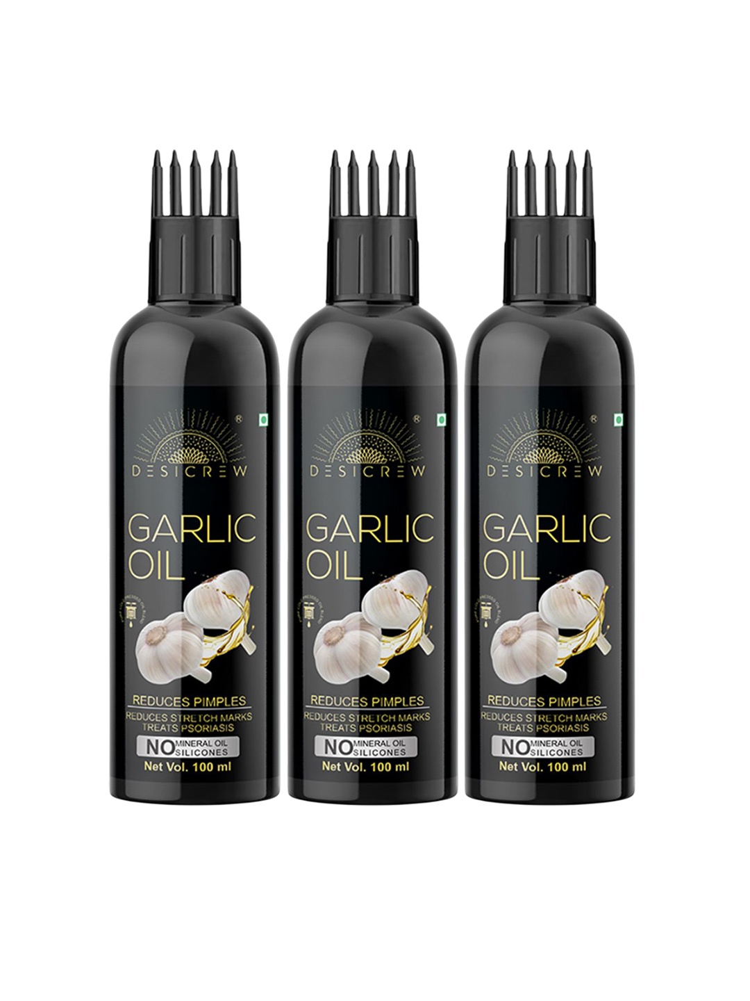 

Desi Crew Set Of 3 100% Pure & Natural Garlic Massage Oil 100ml Each, Brown