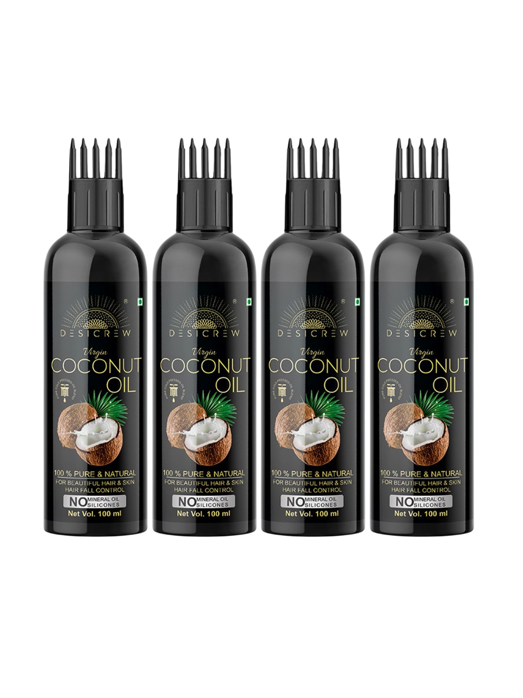 

Desi Crew Set Of 4 100% Pure & Natural Coconut Oil - 100 ml Each, White