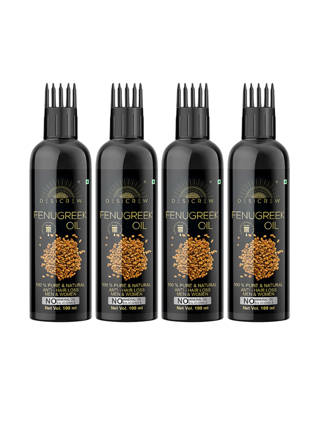 

Desi Crew Set Of 4 100% Pure & Natural Fenugreek Oil - 100 ml Each, Yellow