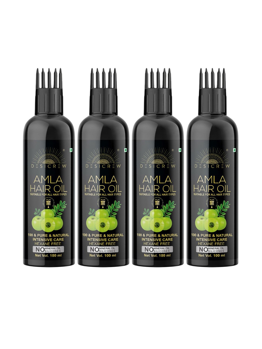 

Desi Crew Set Of 4 Amla Hair Oil For Hair Growth - 100 ml Each, Green