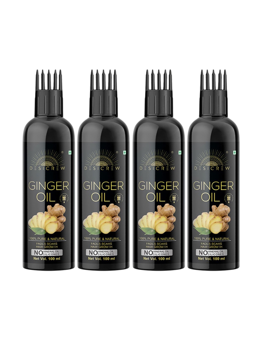 

Desi Crew Set Of 4 100% Pure & Natural Ginger Oil- 100 ml Each, Yellow