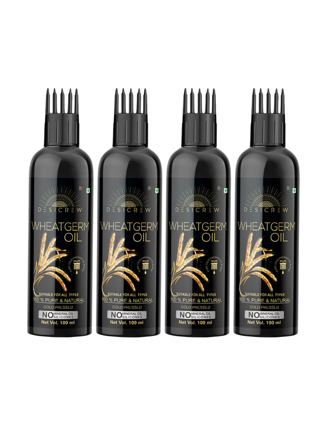 

Desi Crew Set Of 4 100% Pure & Natural Wheatgerm Oil - 100 ml Each, Yellow