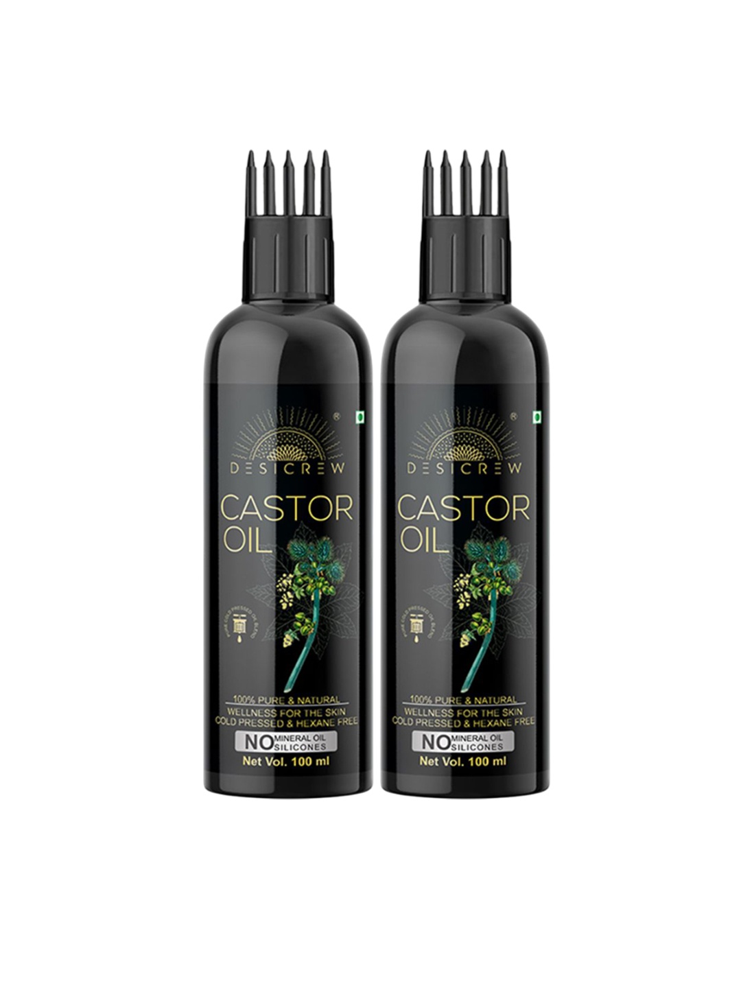 

Desi Crew Set Of 2 100% Pure & Natural Castor Massage Oil - 100 ml Each, Yellow