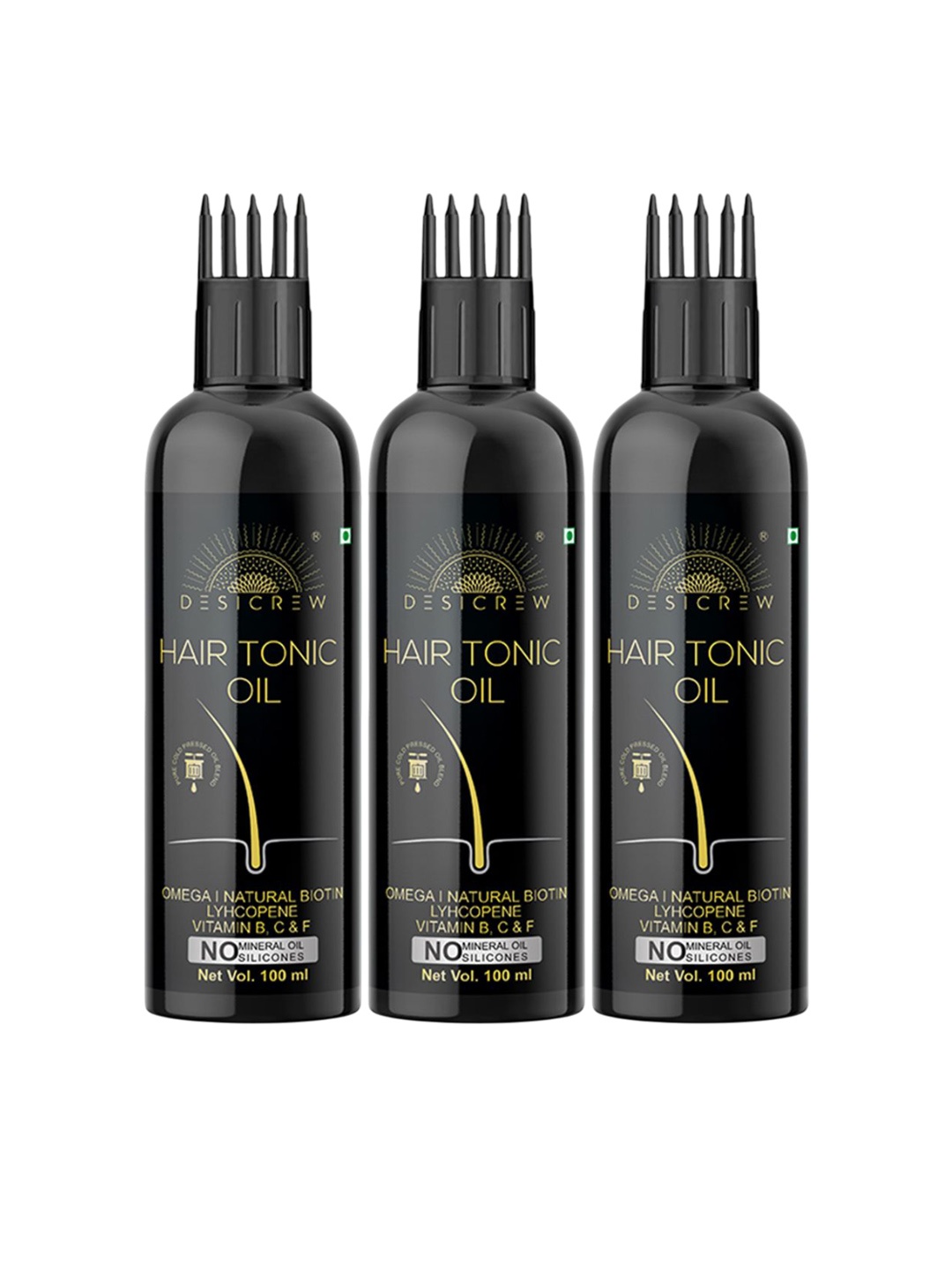 

Desi Crew Set Of 3 Hair Tonic Oil For Hair Growth - 100 ml Each, Yellow