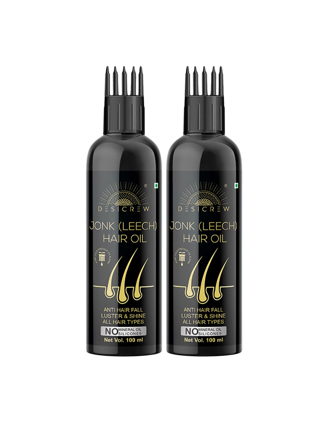 

Desi Crew Set Of 2 100% Pure & Natural Jonk (Leech) Hair Oil - 100 ml Each, Yellow