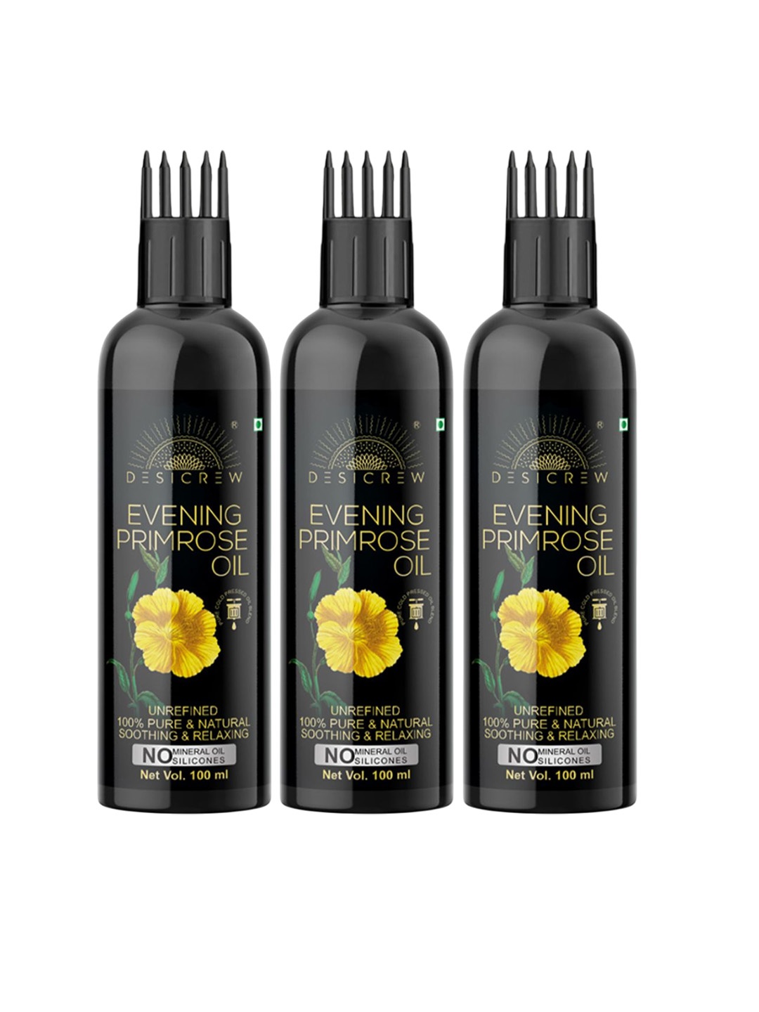 

Desi Crew Set Of 3 100% Pure & Natural Evening Primrose Oil - 100 ml Each, Yellow