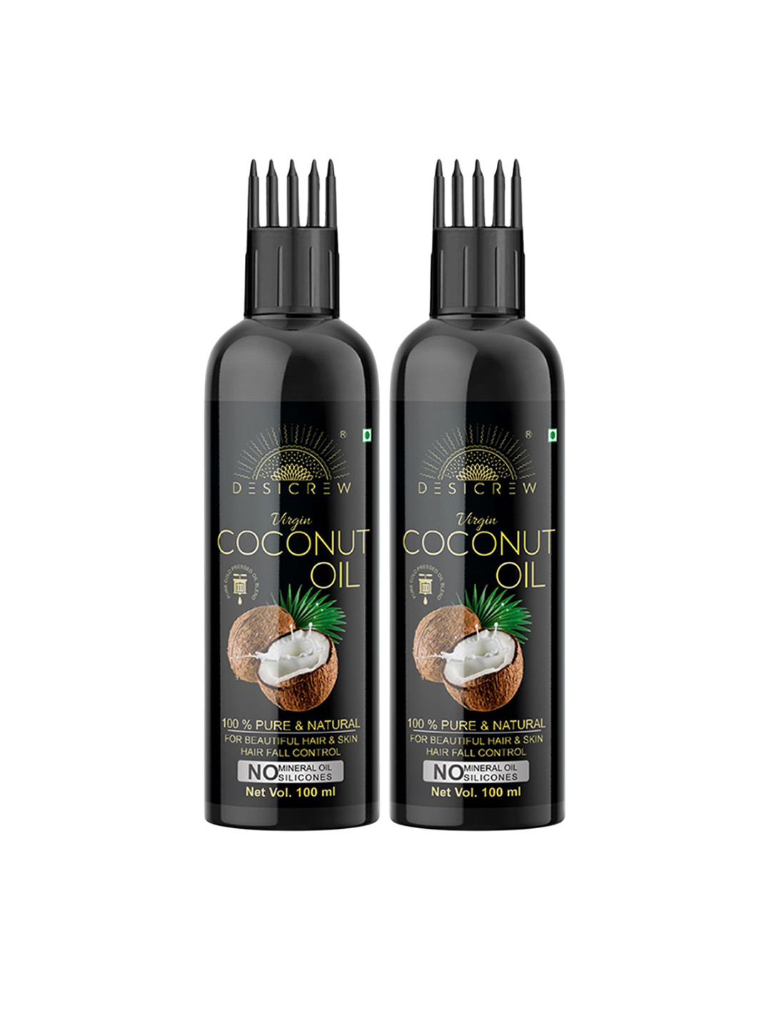 

Desi Crew Set Of 2 100% Pure & Natural Coconut Oil - 100 ml Each, White