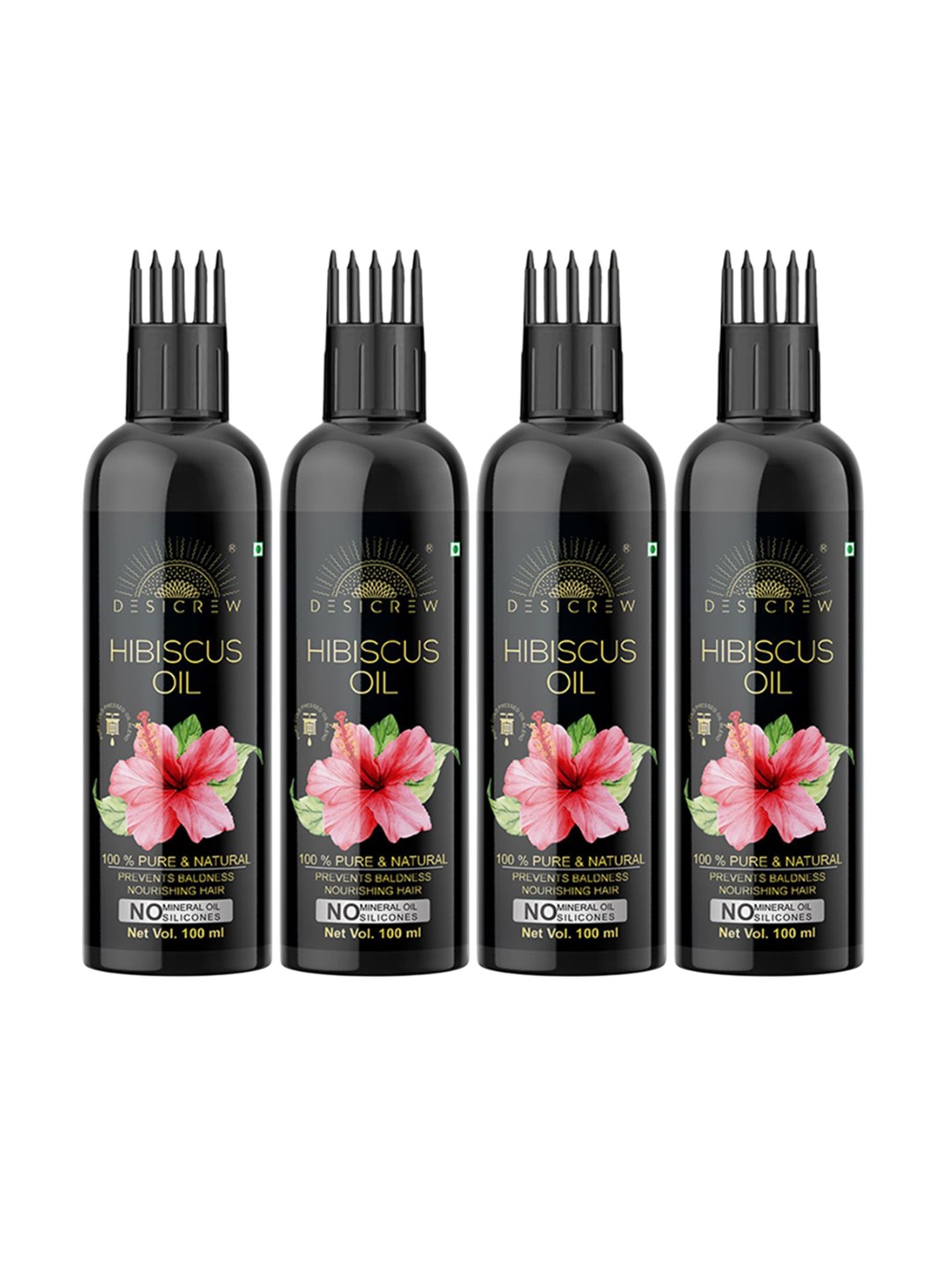 

Desi Crew Set Of 4 Hibiscus Oil For Hair Growth - 100 ml Each, Yellow