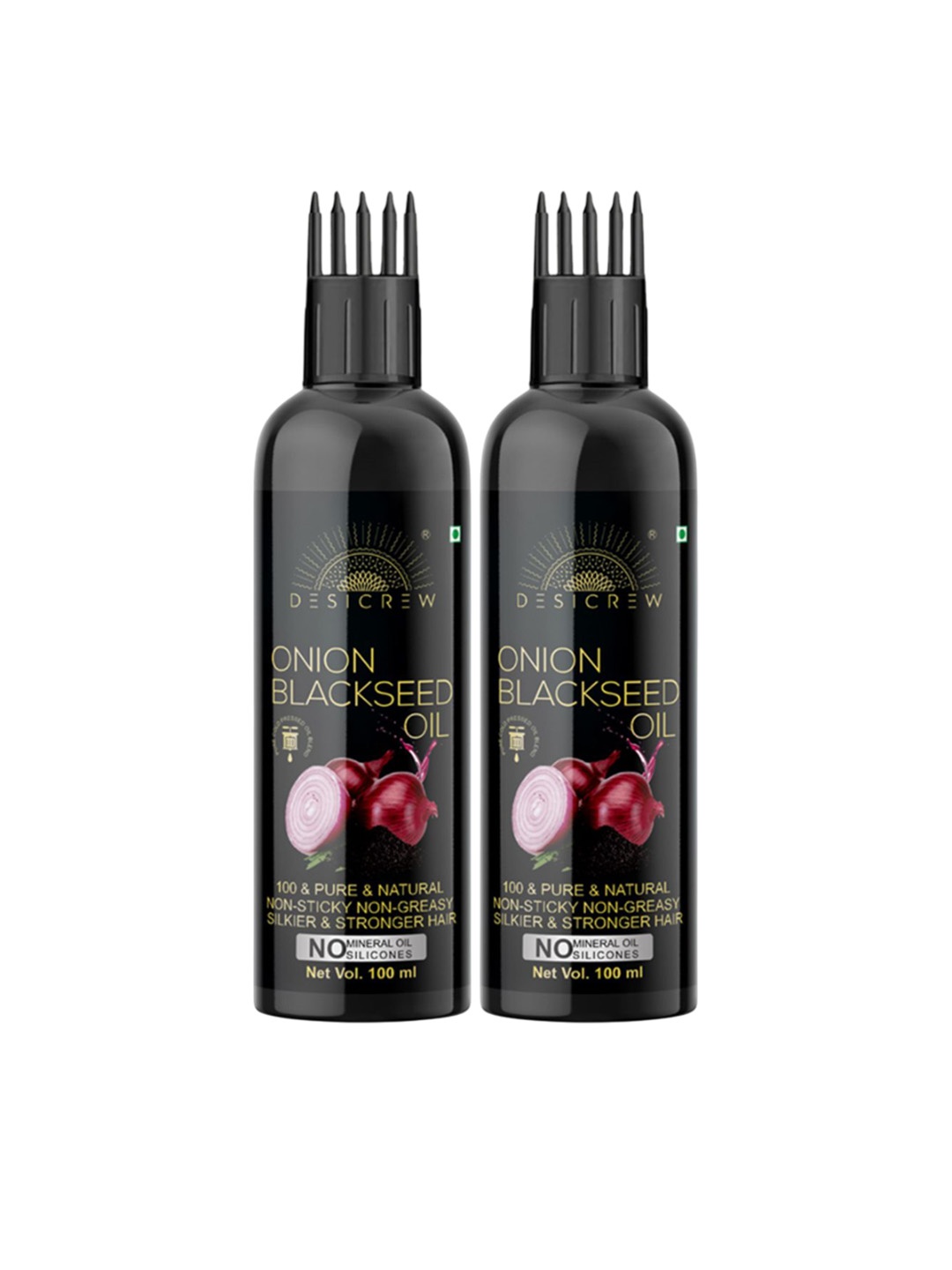 

Desi Crew Set Of 2 100% Pure & Natural Onion Blackseed Hair Oil- 100 ml Each, Yellow
