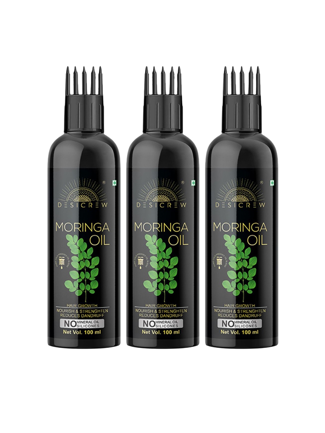 

Desi Crew Set Of 3 100% Pure & Natural Moringa Oil - 100 ml Each, Yellow