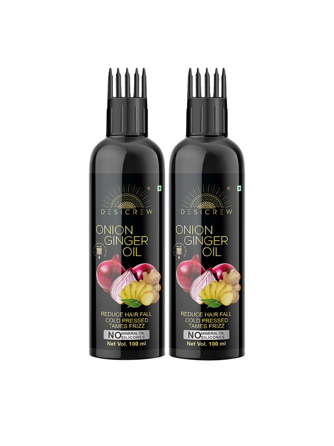 

Desi Crew Set Of 2 Onion Ginger Hai Oil - 100 ml Each, Yellow