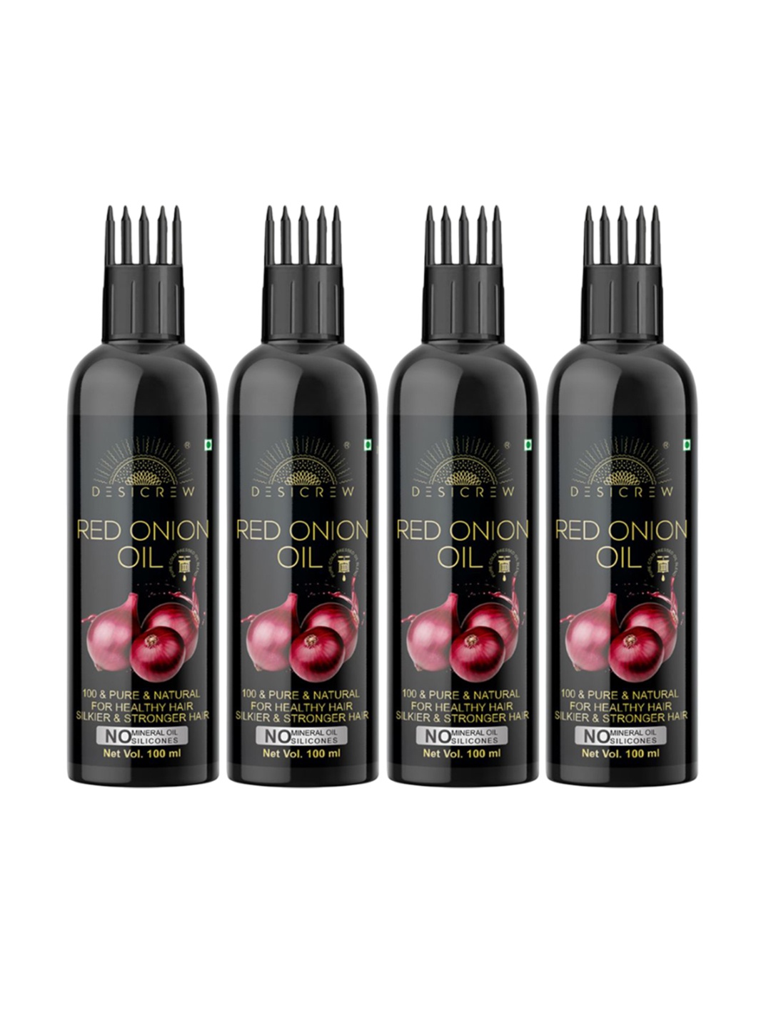 

Desi Crew Set Of 4 Red Onion Hair Oil For Hair Growth - 100 ml Each