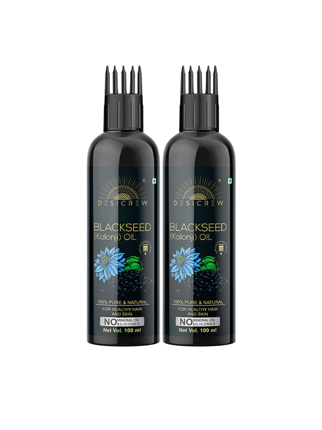 

Desi Crew Set Of 2 100% Pure & Natural Blackseed (Kalonji) Oil - 100 ml Each, Black