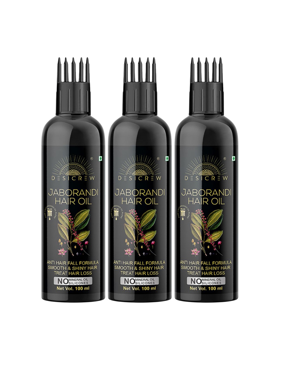 Desi Crew Set Of 3 Jaborandi Hair Oil For Hair Growth - 100 ml Each, Brown