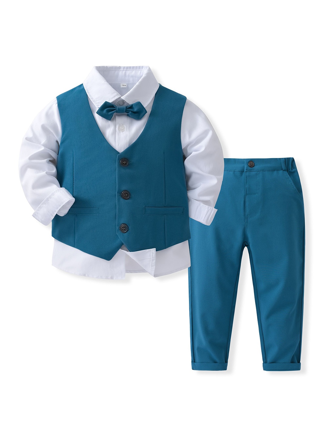 

StyleCast x Revolte Boys Pure Cotton Single-Breasted Three Piece Suit, Blue