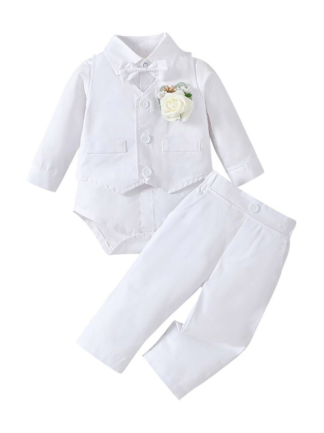 

StyleCast x Revolte Boys 3-Piece Single-Breasted Cotton Suits, White