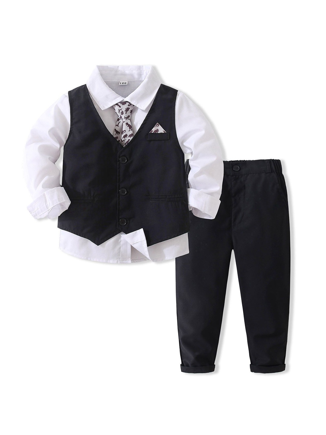 

StyleCast x Revolte Boys Cotton Three-Piece Party Suits, Black