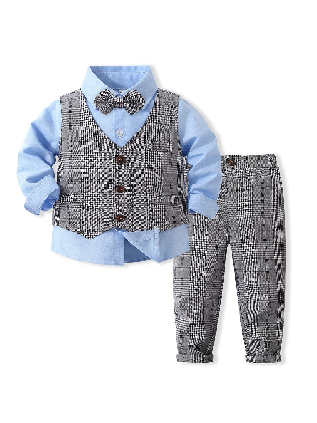 

StyleCast x Revolte Boys Checked Shirt with Trousers, Blue