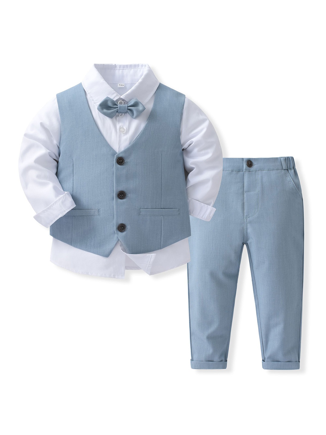 

StyleCast x Revolte Boys Pure Cotton Single-Breasted Three Piece Suit, Blue