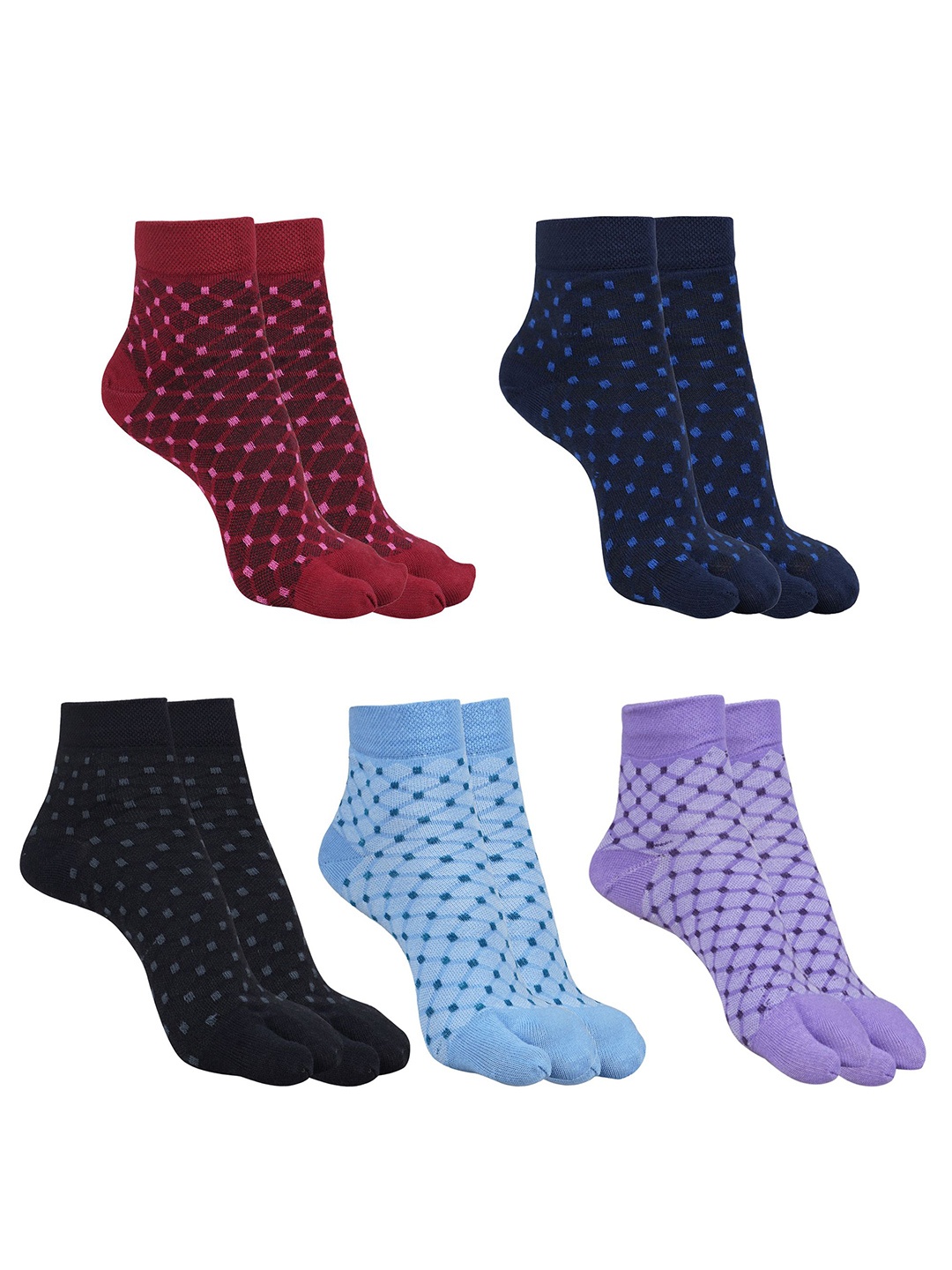 

BAESD Women Pack of 5 Patterned Ankle-Length Socks, Blue
