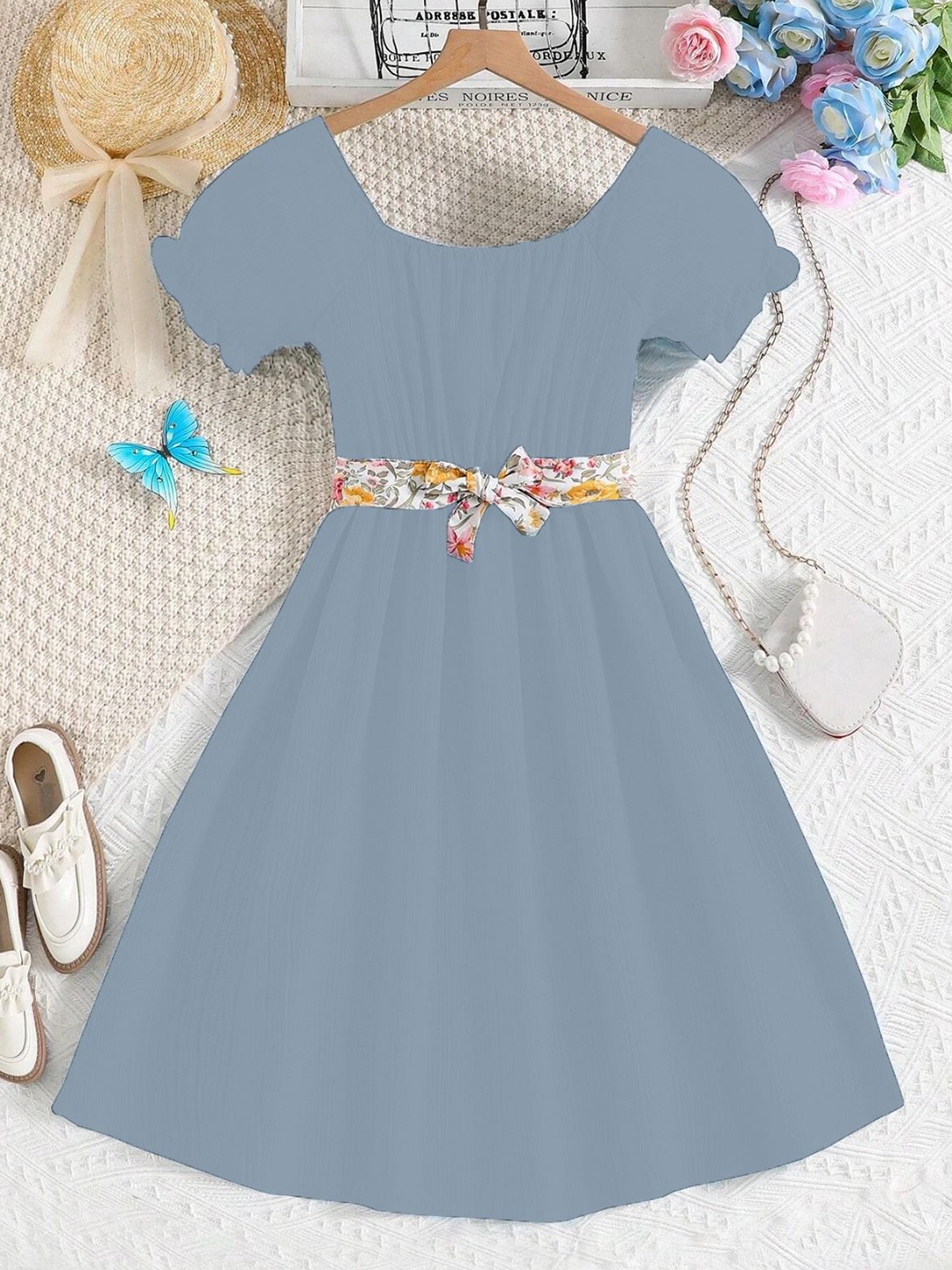

BAESD Colourblocked Crepe Fit & Flare Dress, Blue