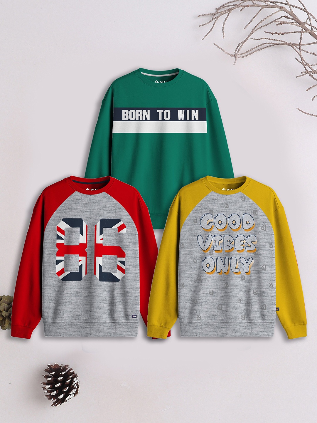 

3PIN Boys Printed Sweatshirt, Multi