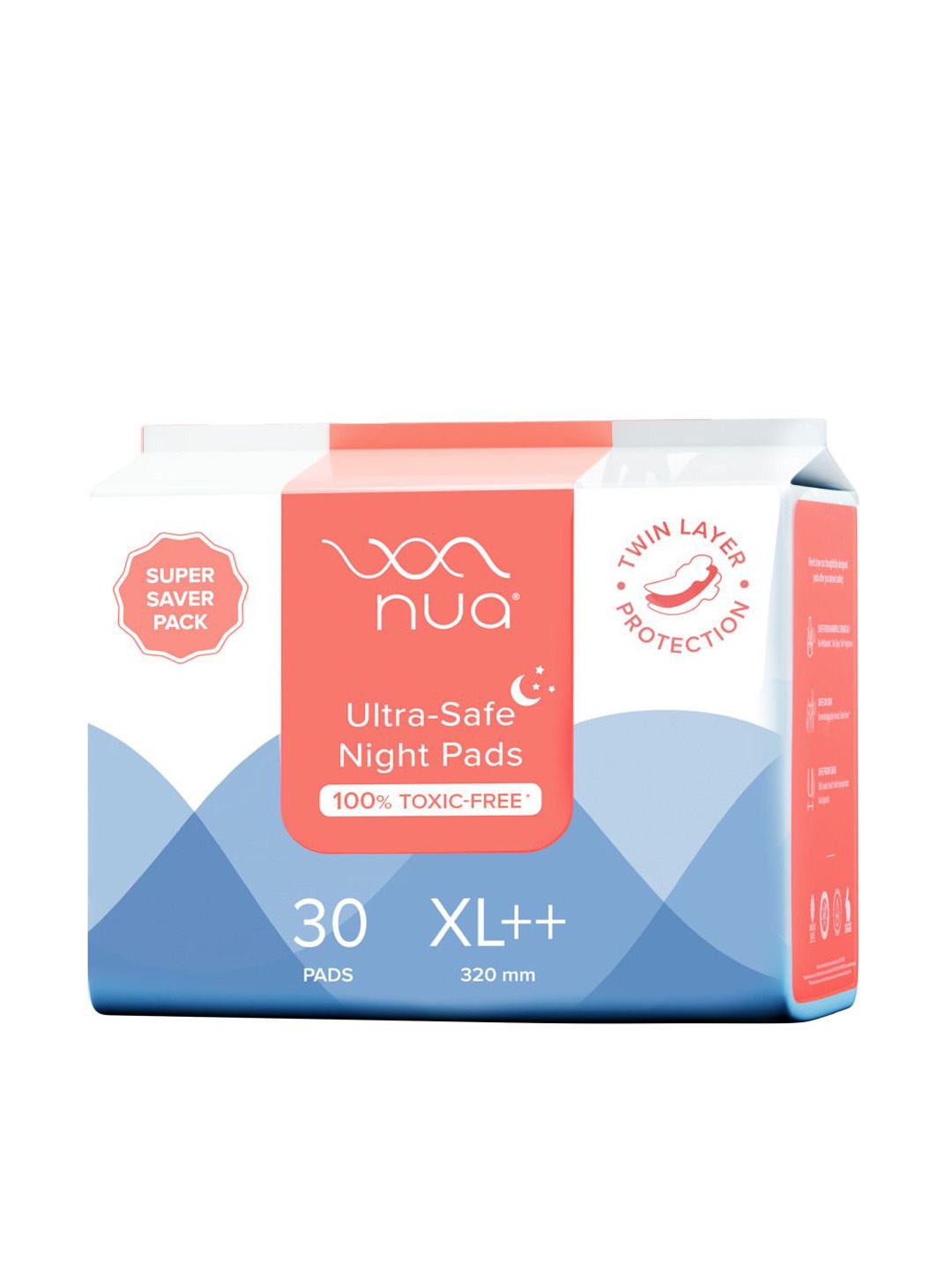 

Nua Ultra-Safe Night Pads - 30 N - XL++, White