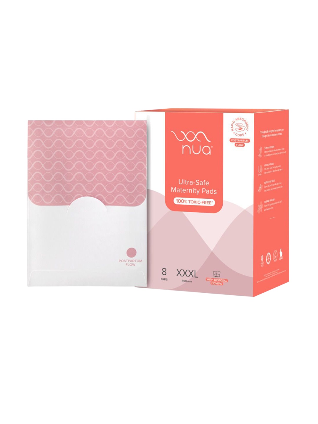 

Nua Ultra-Absorbent Maternity Pads - XXXL - 8-Pads, White