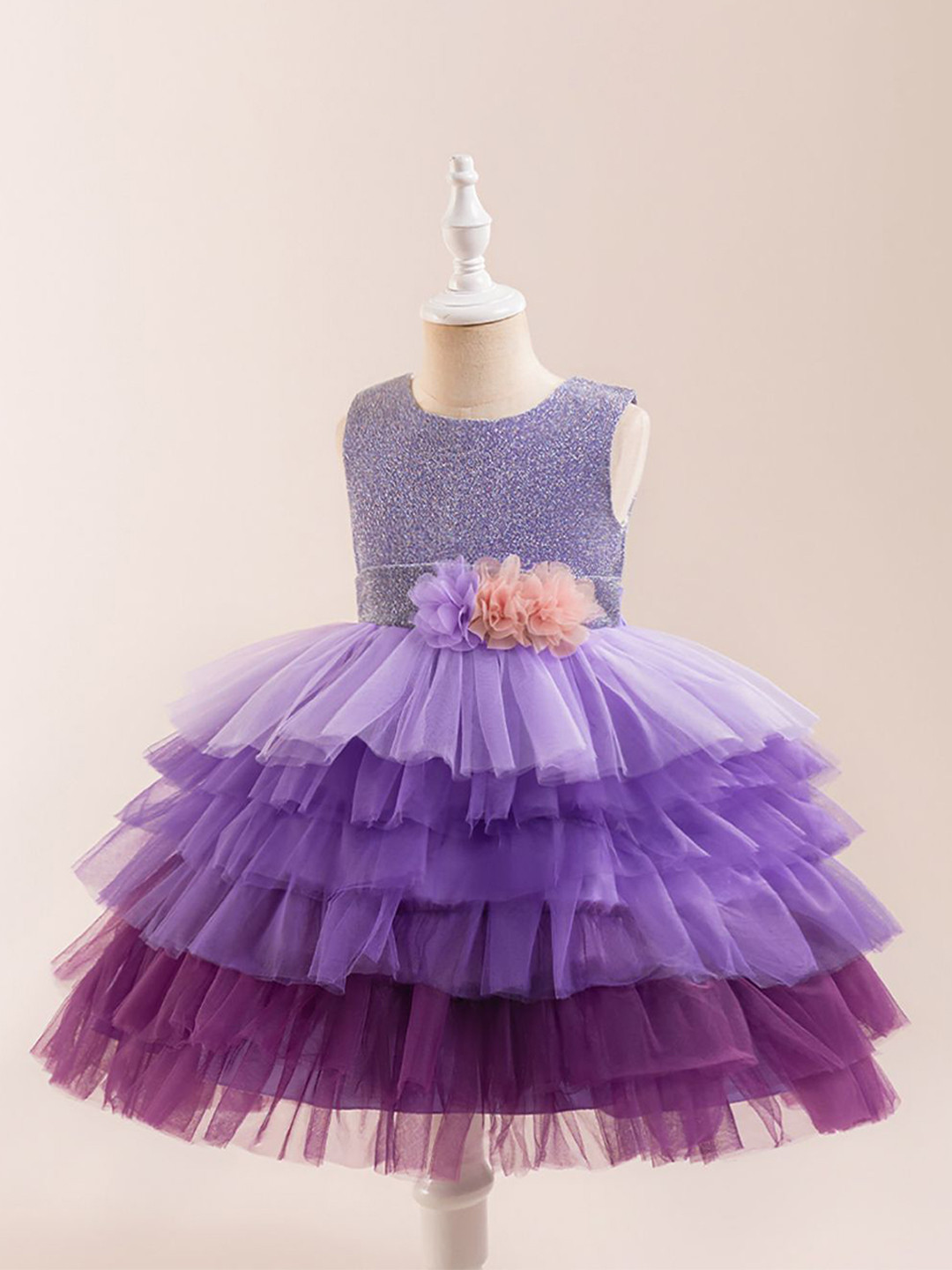 

StyleCast x Revolte Girls Round Neck Balloon Dress, Purple