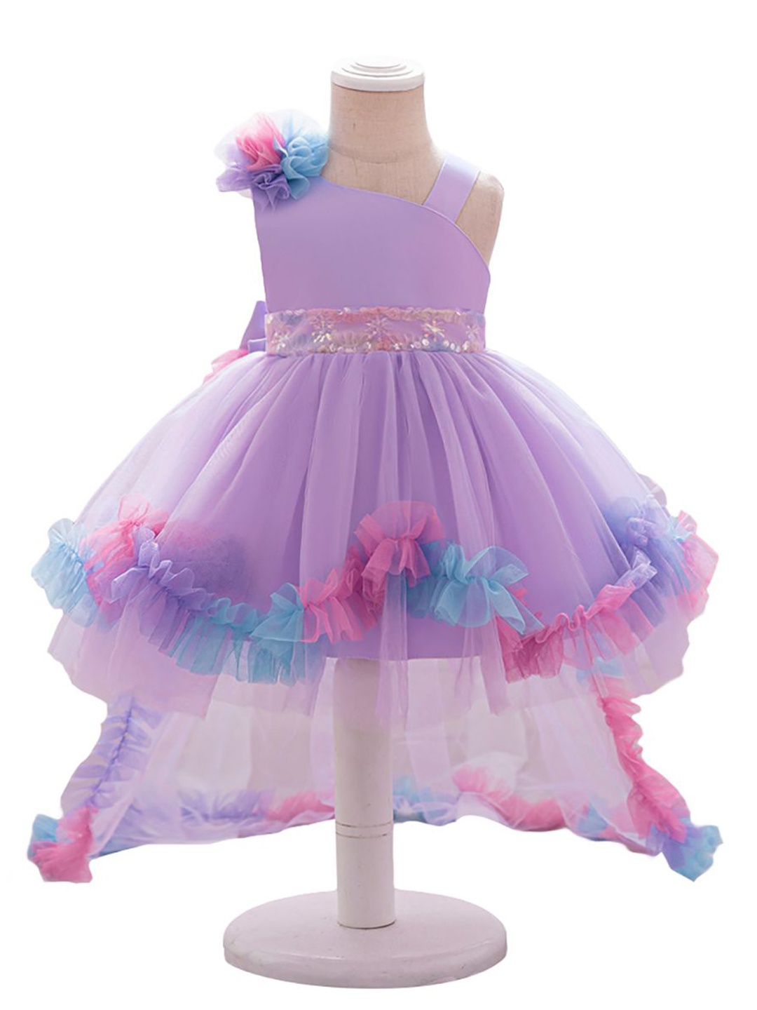 

StyleCast x Revolte Girls Self Design One Shoulder Applique Gown Dress, Purple