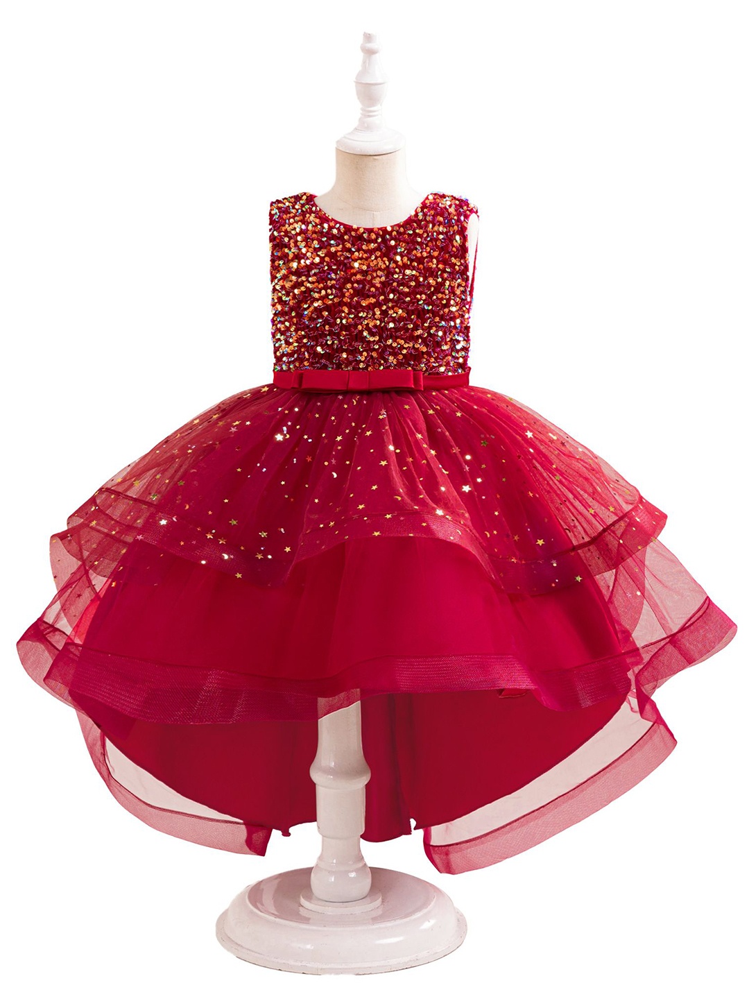 

StyleCast x Revolte Girls Sequined Embellished Fit And Flare Dress, Red