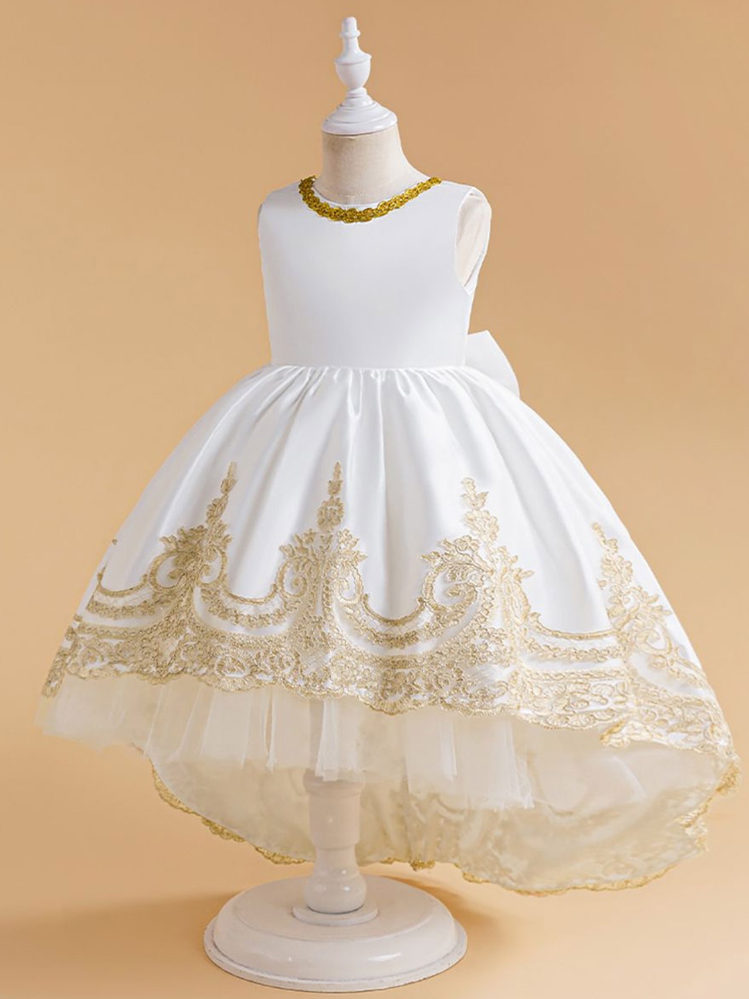 

StyleCast x Revolte Girls Ethnic Motifs Embroidered High-Low Fit and Flare Midi Dress, White