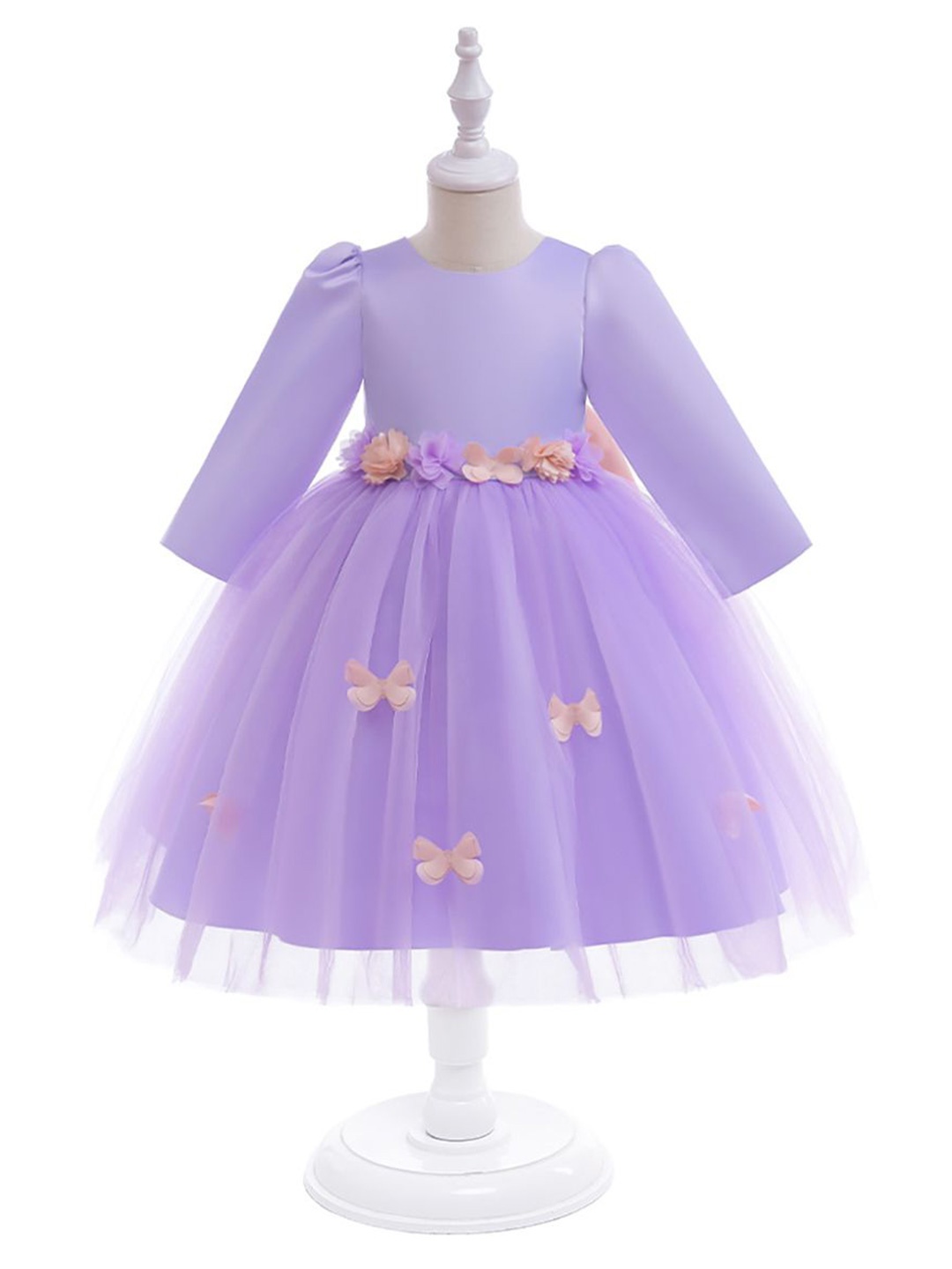 

StyleCast x Revolte Girls Round Neck Fit and Flare Knee Length Dress, Purple