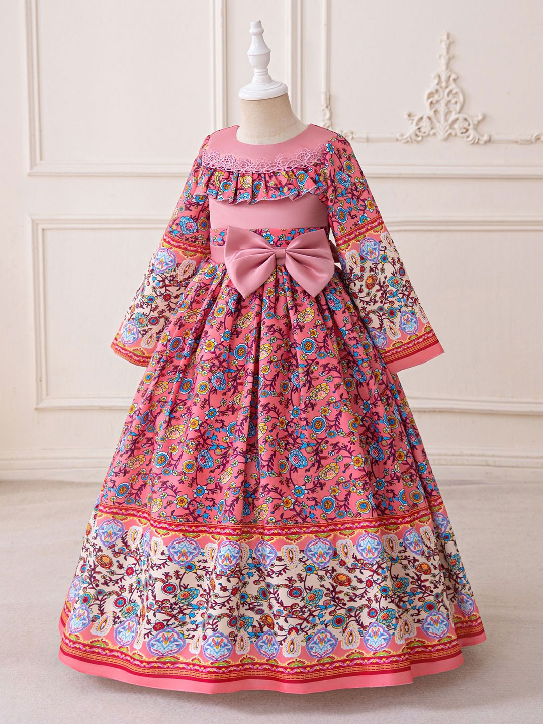 

StyleCast x Revolte Girls Ethnic Motifs Print Maxi Dress, Pink