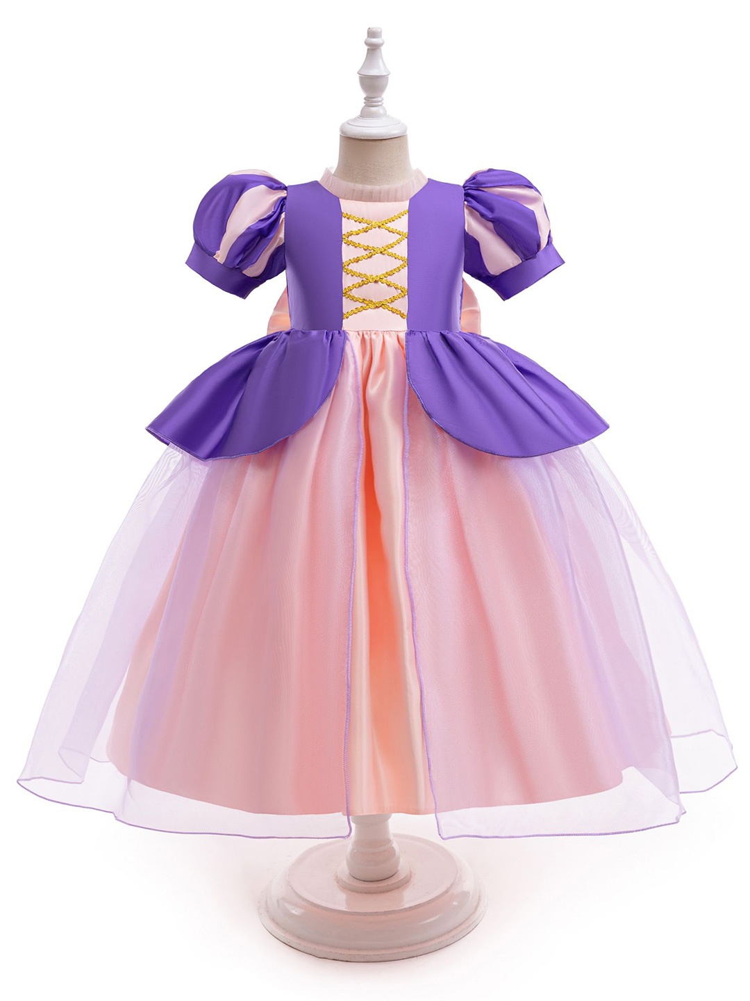 

StyleCast x Revolte Girls Colourblocked Puff Sleeve Fit and Flare Dress, Pink