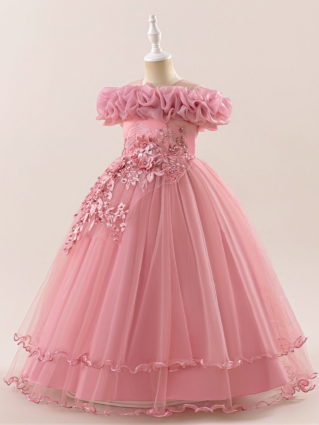 

StyleCast x Revolte Girls Ruffled Embellished Gown Maxi Dress, Pink