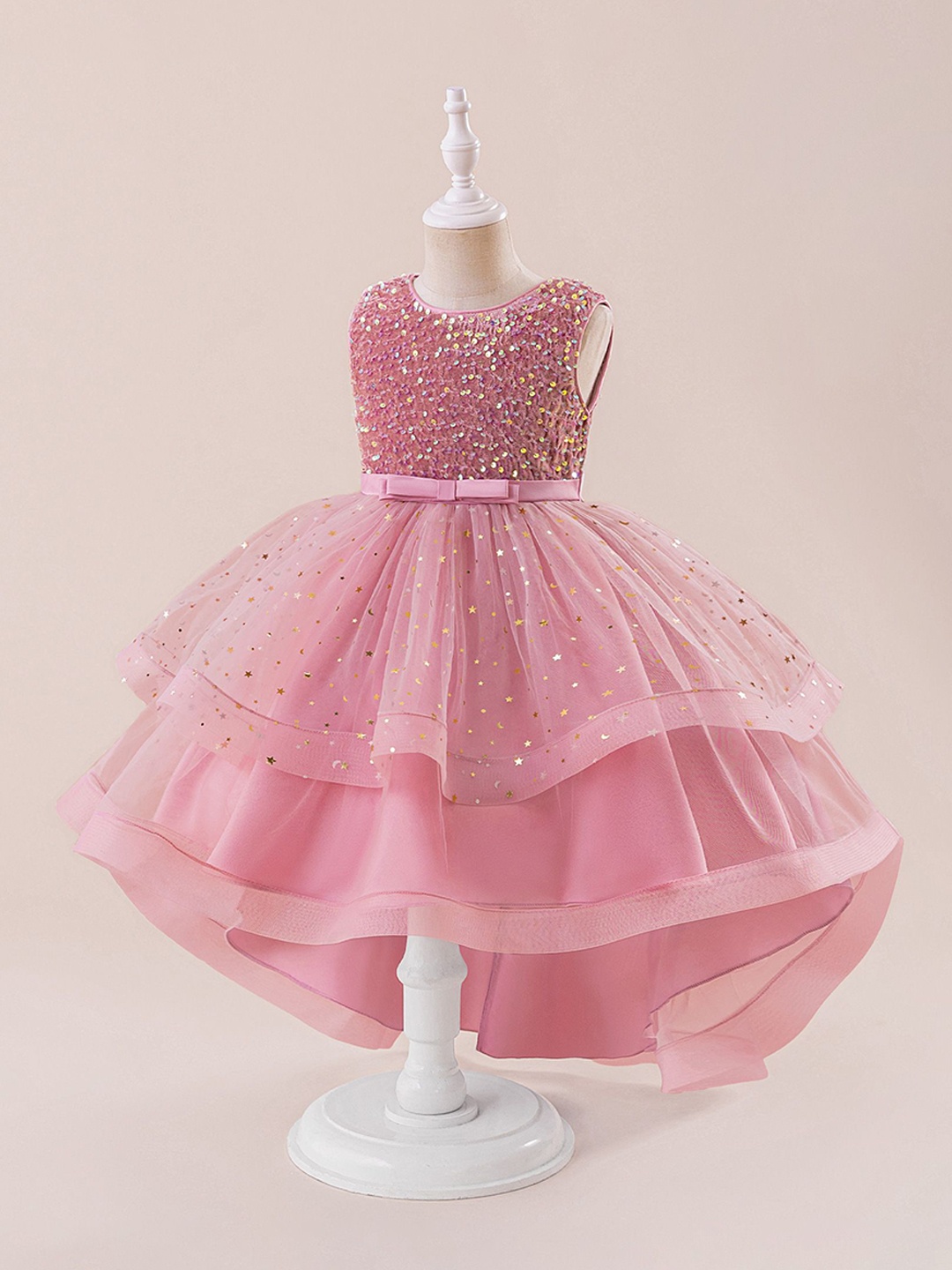 

StyleCast x Revolte Girls Embellished Sleeveless Asymmetric Hem Party Gown Dress, Pink
