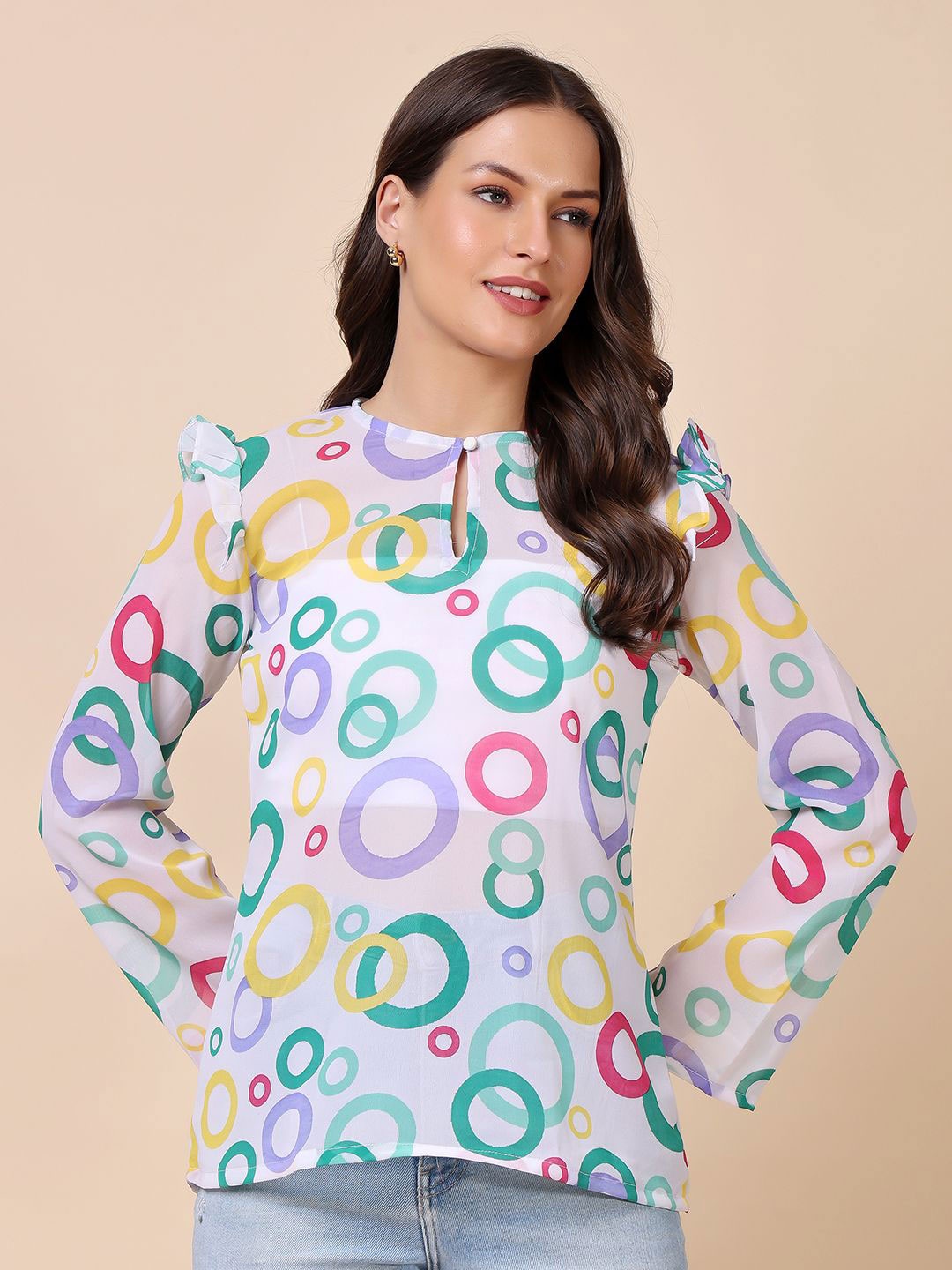 SCORPIUS Women Geometric Printed Tube Regular Top, White