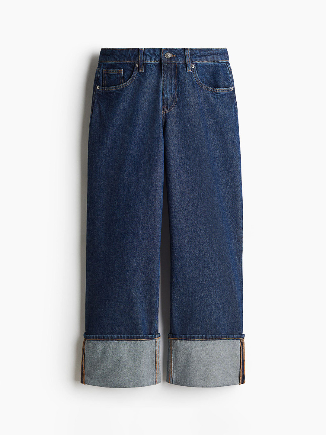 

H&M Women Baggy Wide Low Jeans, Blue