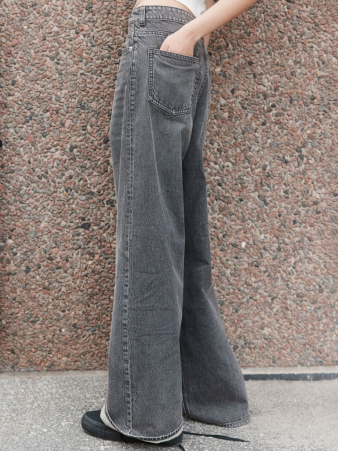 

H&M Women Baggy Regular Jeans, Black