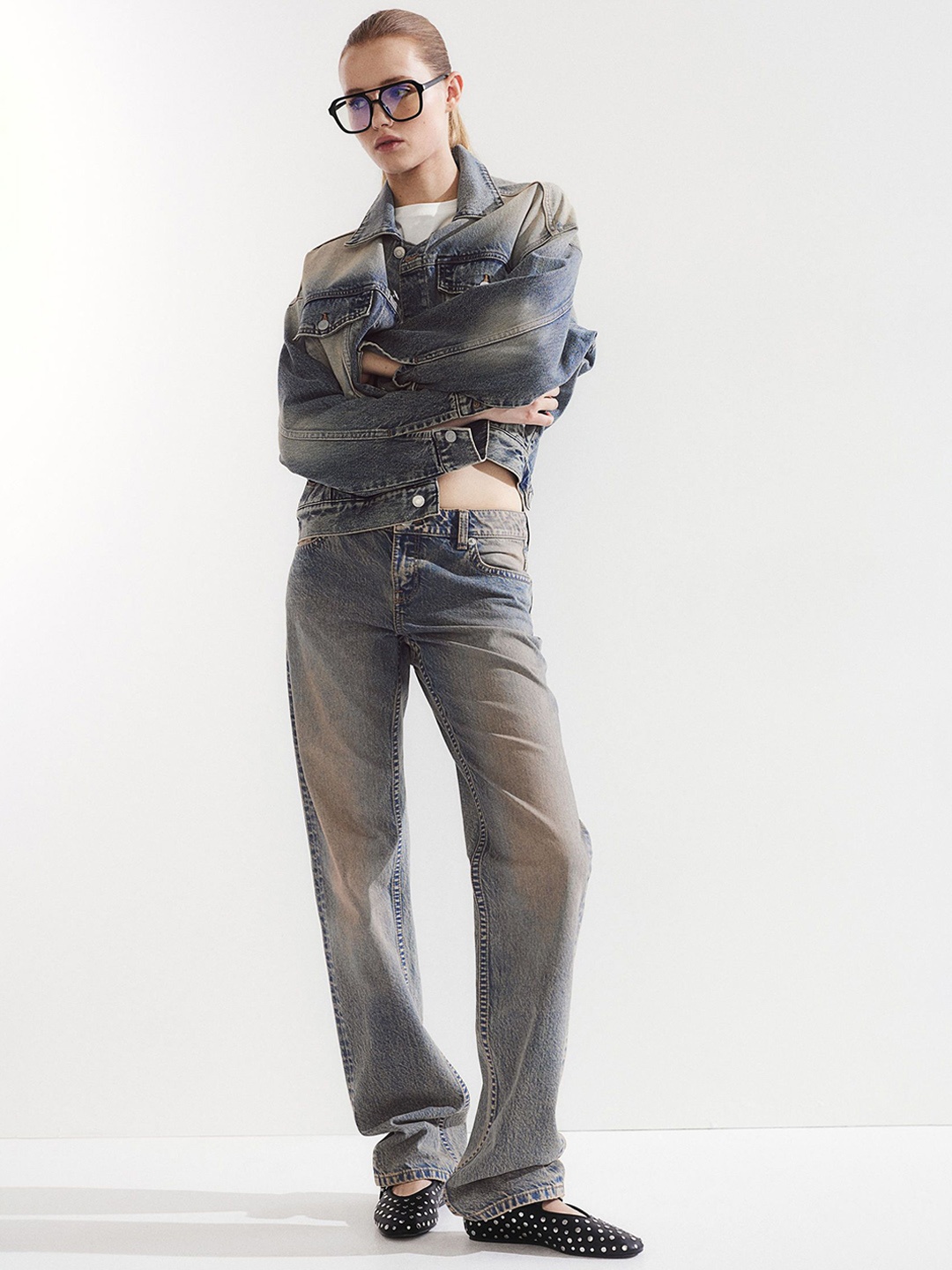 

H&M Women Straight Low Jeans, Blue